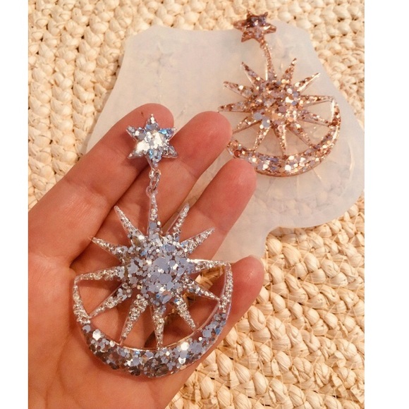 Starburst Sparkle Dangle Earrings - Picture 5 of 13